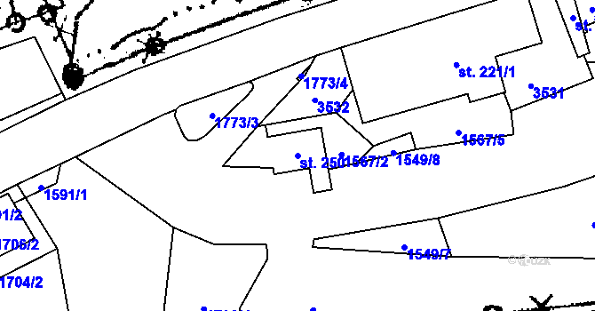 Parcela st. 250 v KÚ Koberovy, Katastrální mapa
