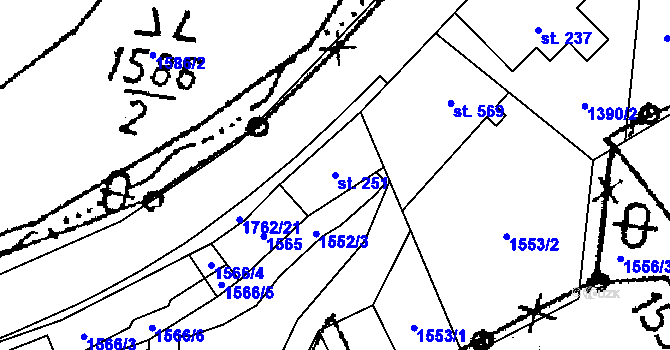 Parcela st. 251 v KÚ Koberovy, Katastrální mapa