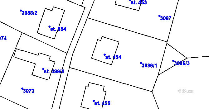 Parcela st. 454 v KÚ Koberovy, Katastrální mapa