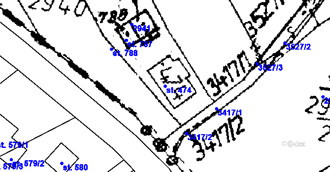 Parcela st. 474 v KÚ Koberovy, Katastrální mapa