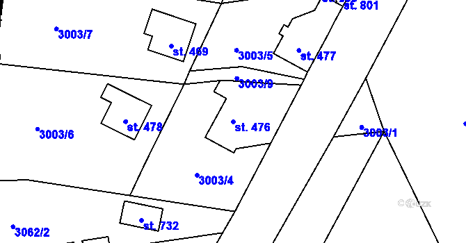 Parcela st. 476 v KÚ Koberovy, Katastrální mapa