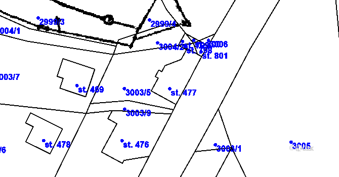 Parcela st. 477 v KÚ Koberovy, Katastrální mapa