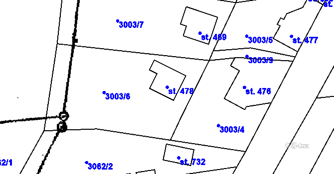 Parcela st. 478 v KÚ Koberovy, Katastrální mapa