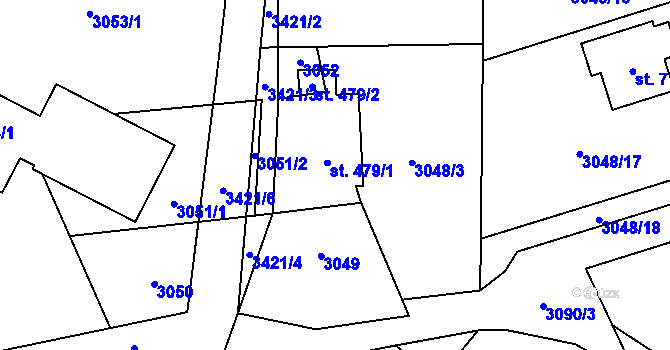 Parcela st. 479 v KÚ Koberovy, Katastrální mapa
