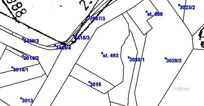 Parcela st. 493 v KÚ Koberovy, Katastrální mapa