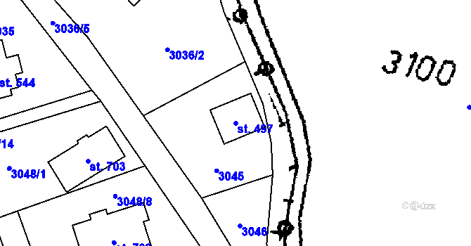 Parcela st. 497 v KÚ Koberovy, Katastrální mapa