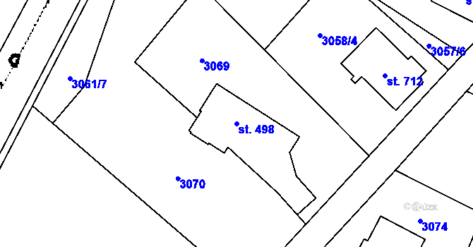 Parcela st. 498 v KÚ Koberovy, Katastrální mapa