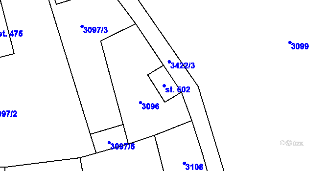 Parcela st. 502 v KÚ Koberovy, Katastrální mapa