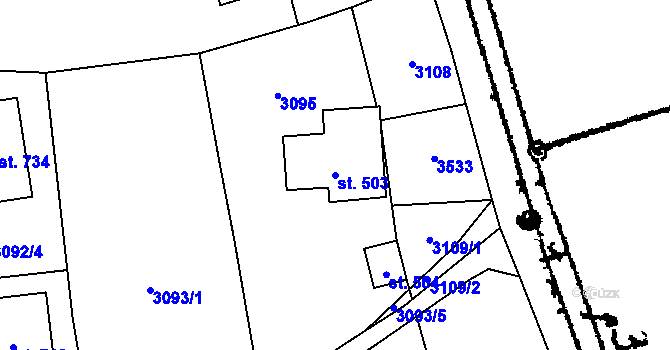 Parcela st. 503 v KÚ Koberovy, Katastrální mapa