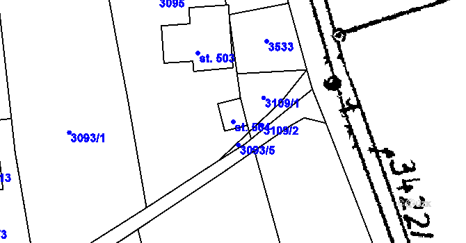 Parcela st. 504 v KÚ Koberovy, Katastrální mapa