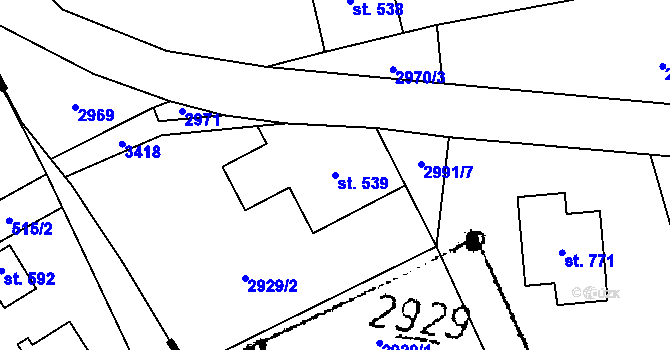 Parcela st. 539 v KÚ Koberovy, Katastrální mapa