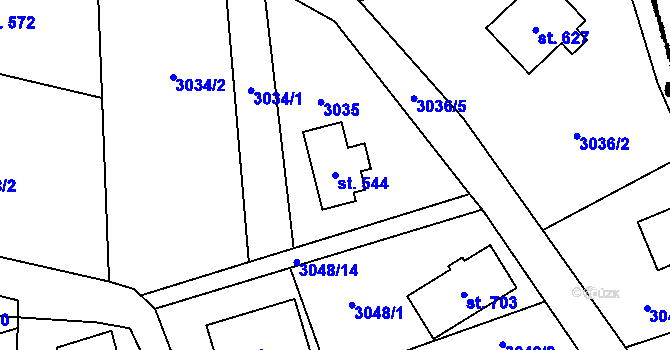 Parcela st. 544 v KÚ Koberovy, Katastrální mapa