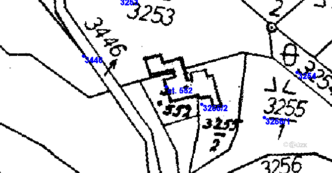Parcela st. 552 v KÚ Koberovy, Katastrální mapa