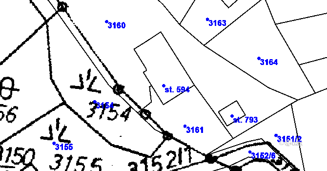 Parcela st. 594 v KÚ Koberovy, Katastrální mapa