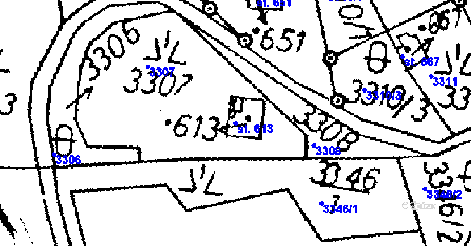 Parcela st. 613 v KÚ Koberovy, Katastrální mapa