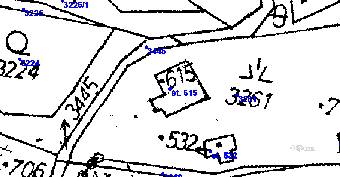 Parcela st. 615 v KÚ Koberovy, Katastrální mapa