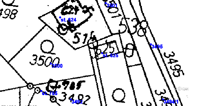 Parcela st. 625 v KÚ Koberovy, Katastrální mapa