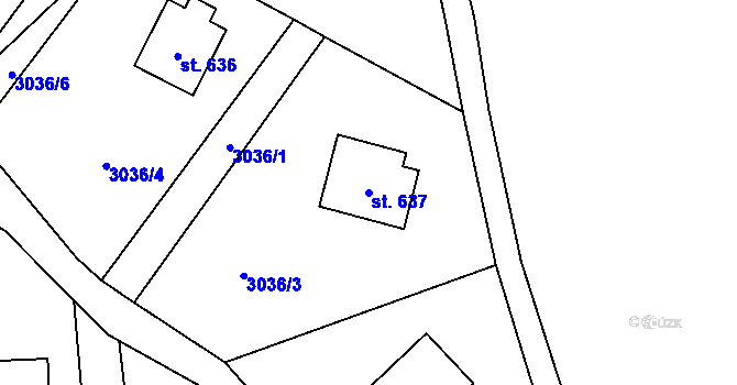 Parcela st. 637 v KÚ Koberovy, Katastrální mapa