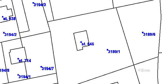 Parcela st. 645 v KÚ Koberovy, Katastrální mapa