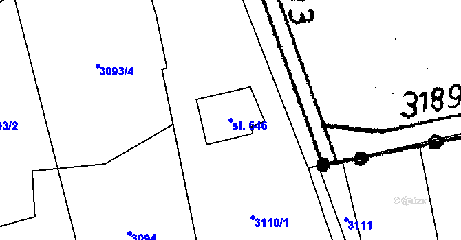 Parcela st. 646 v KÚ Koberovy, Katastrální mapa