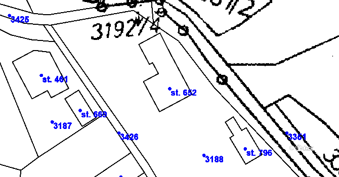 Parcela st. 652 v KÚ Koberovy, Katastrální mapa