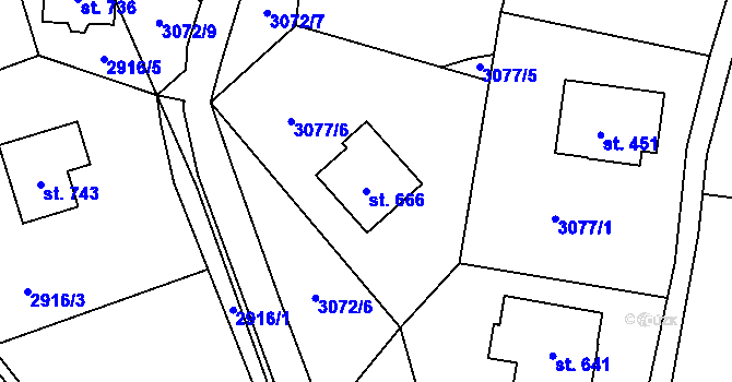 Parcela st. 666 v KÚ Koberovy, Katastrální mapa