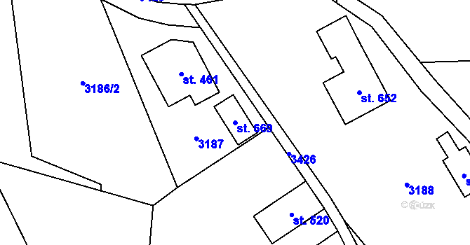 Parcela st. 669 v KÚ Koberovy, Katastrální mapa