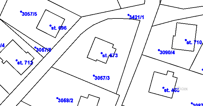 Parcela st. 673 v KÚ Koberovy, Katastrální mapa