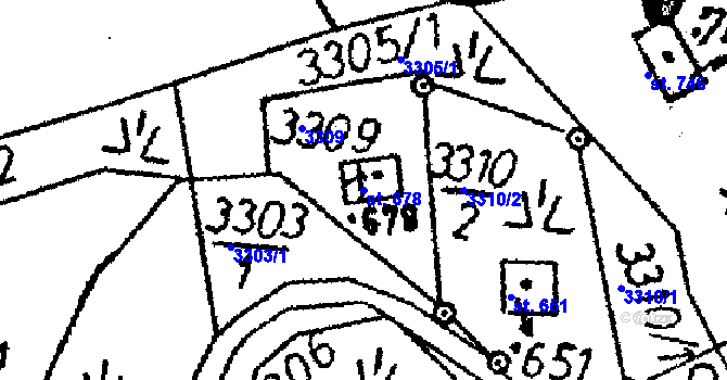 Parcela st. 678 v KÚ Koberovy, Katastrální mapa