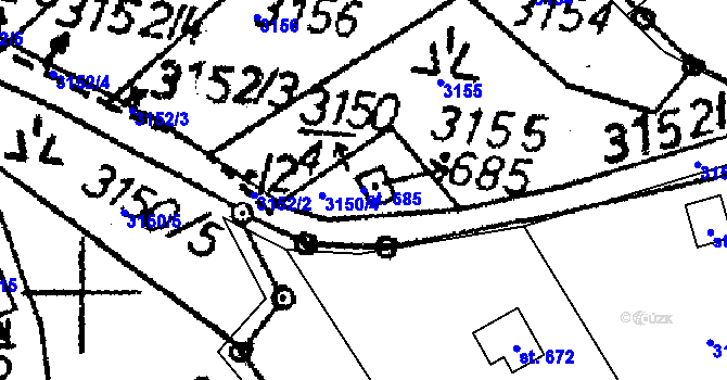 Parcela st. 685 v KÚ Koberovy, Katastrální mapa