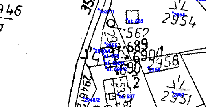 Parcela st. 689 v KÚ Koberovy, Katastrální mapa