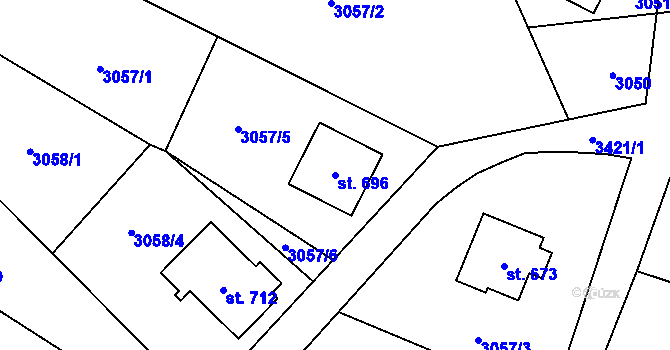 Parcela st. 696 v KÚ Koberovy, Katastrální mapa