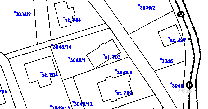 Parcela st. 703 v KÚ Koberovy, Katastrální mapa