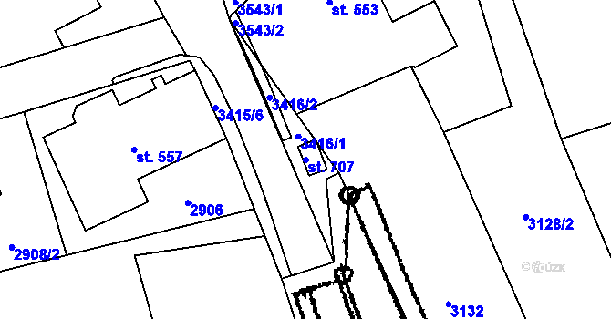 Parcela st. 707 v KÚ Koberovy, Katastrální mapa