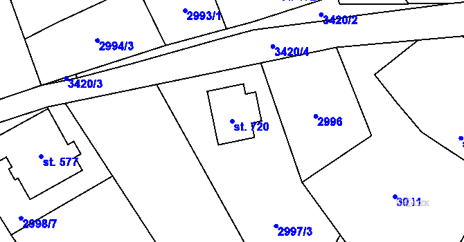 Parcela st. 720 v KÚ Koberovy, Katastrální mapa