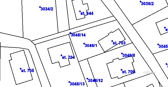 Parcela st. 3048/1 v KÚ Koberovy, Katastrální mapa