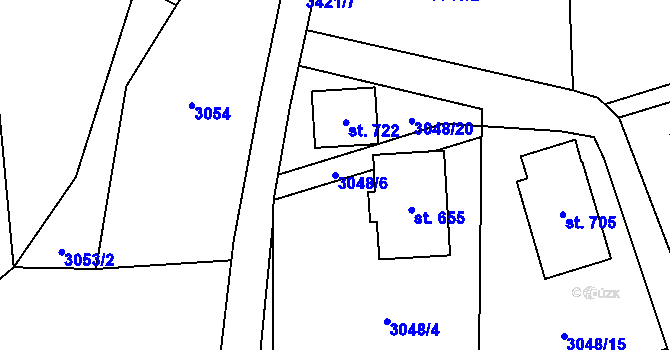 Parcela st. 3048/6 v KÚ Koberovy, Katastrální mapa