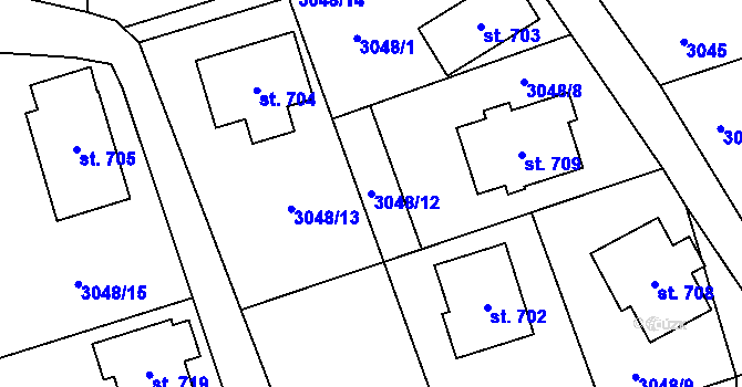 Parcela st. 3048/12 v KÚ Koberovy, Katastrální mapa