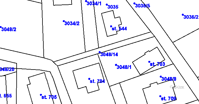 Parcela st. 3048/14 v KÚ Koberovy, Katastrální mapa