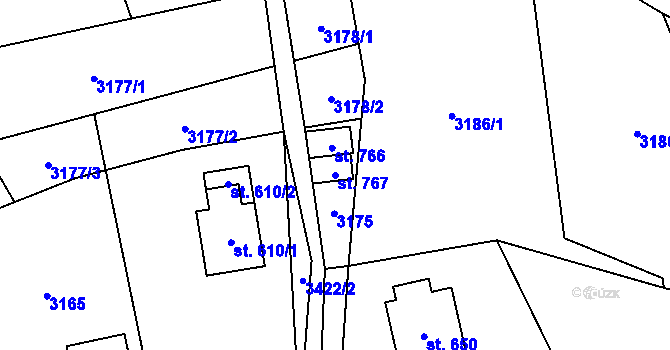 Parcela st. 767 v KÚ Koberovy, Katastrální mapa