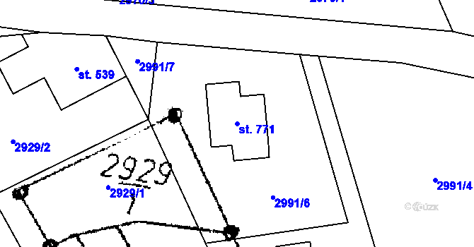 Parcela st. 771 v KÚ Koberovy, Katastrální mapa