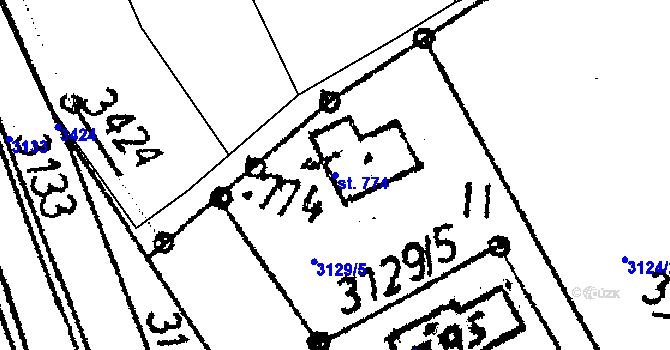 Parcela st. 774 v KÚ Koberovy, Katastrální mapa