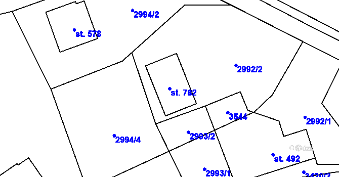 Parcela st. 782 v KÚ Koberovy, Katastrální mapa