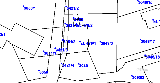 Parcela st. 479/1 v KÚ Koberovy, Katastrální mapa