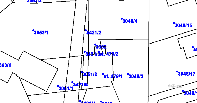 Parcela st. 479/2 v KÚ Koberovy, Katastrální mapa
