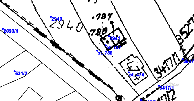 Parcela st. 788 v KÚ Koberovy, Katastrální mapa