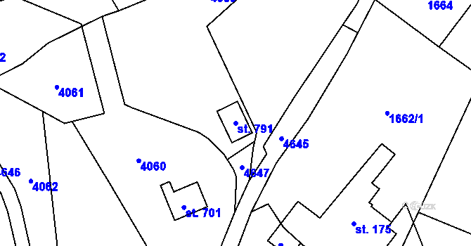 Parcela st. 791 v KÚ Koberovy, Katastrální mapa