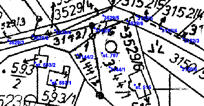 Parcela st. 797 v KÚ Koberovy, Katastrální mapa