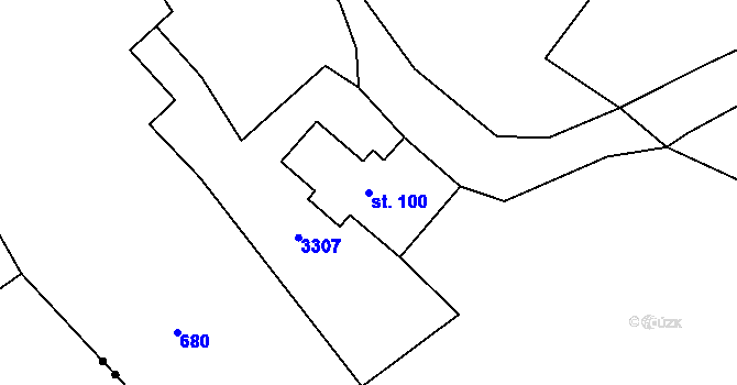 Parcela st. 100 v KÚ Vrát, Katastrální mapa