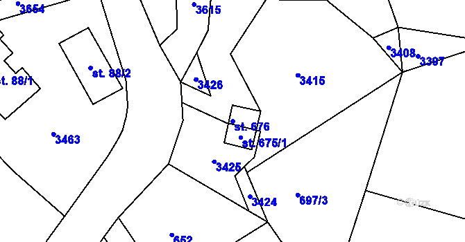 Parcela st. 676 v KÚ Vrát, Katastrální mapa